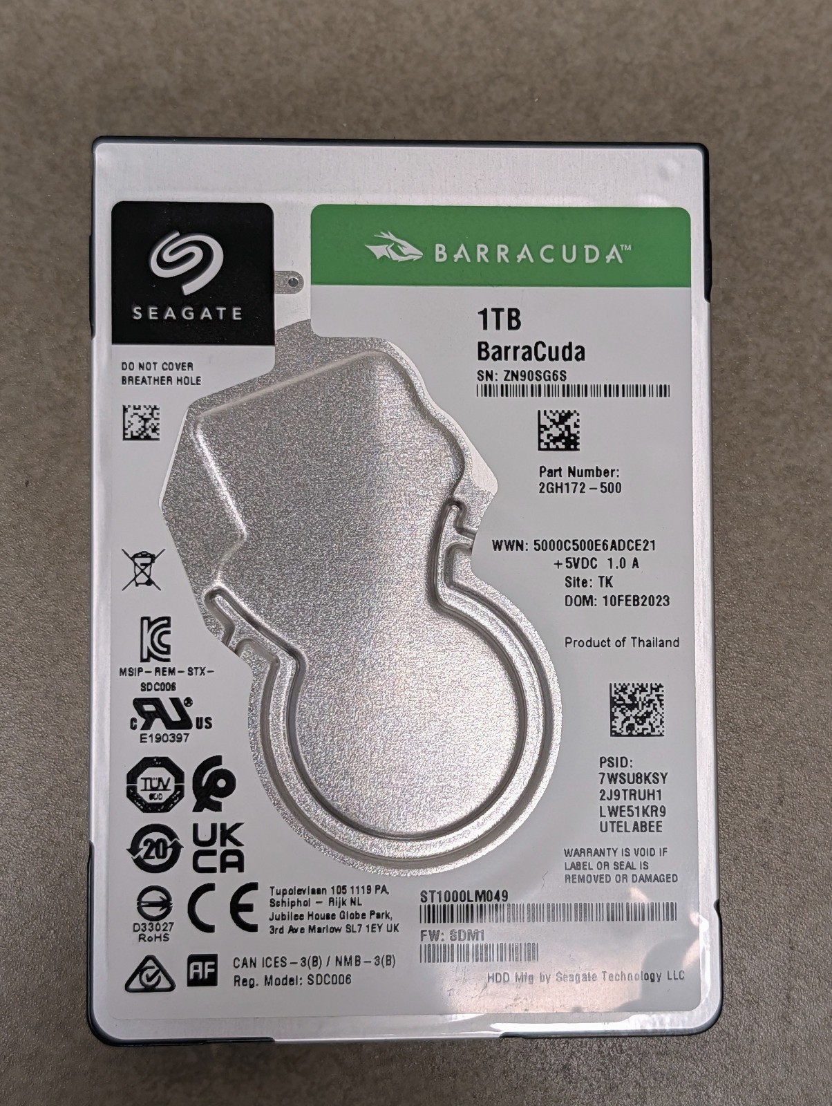 Seagate ST1000LM049 2GH172-500 2.5" 1TB