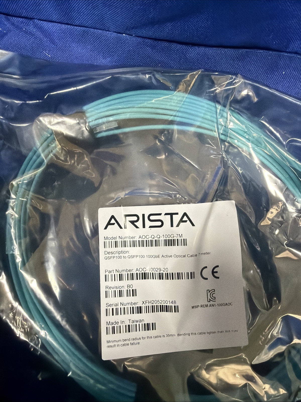 Approved Networks AOC-Q-Q-100G-7M-A 7m Active Optic Cable, QSFP100 To QSFP100