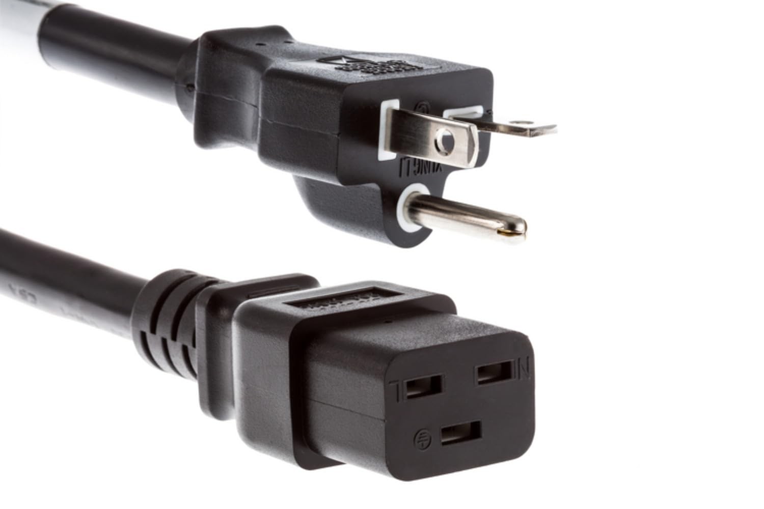 CablesAndKits - Heavy-Duty AC 20 Amp Power Cord, 5-20P to C19, 12 6 ft, Black