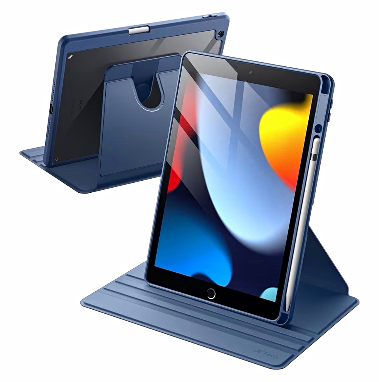 JETech 360° Rotating Smart Case for Apple iPad 10.2in 7th/8th/9th Blue