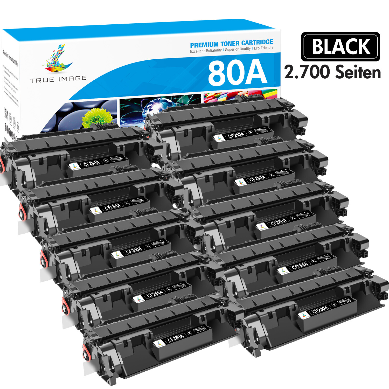 10 PK Black CF280A 80A Toner Cartridge Compatible For HP LaserJet Pro 400 M401d