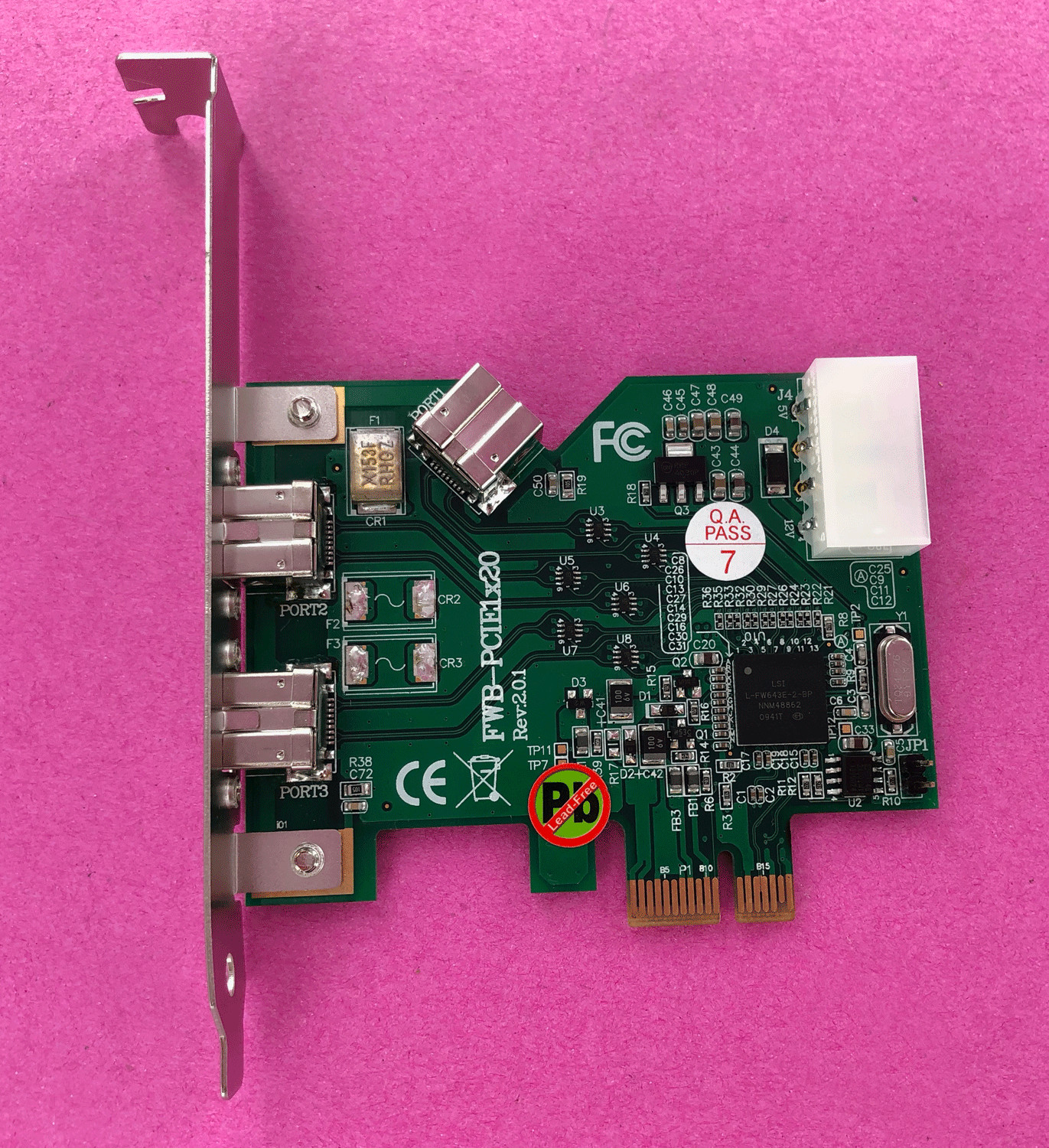 3-Port Firewire 800 IEEE-1394b PCI Express FWB-PCIE1x20 Frame Grabber Image 1394