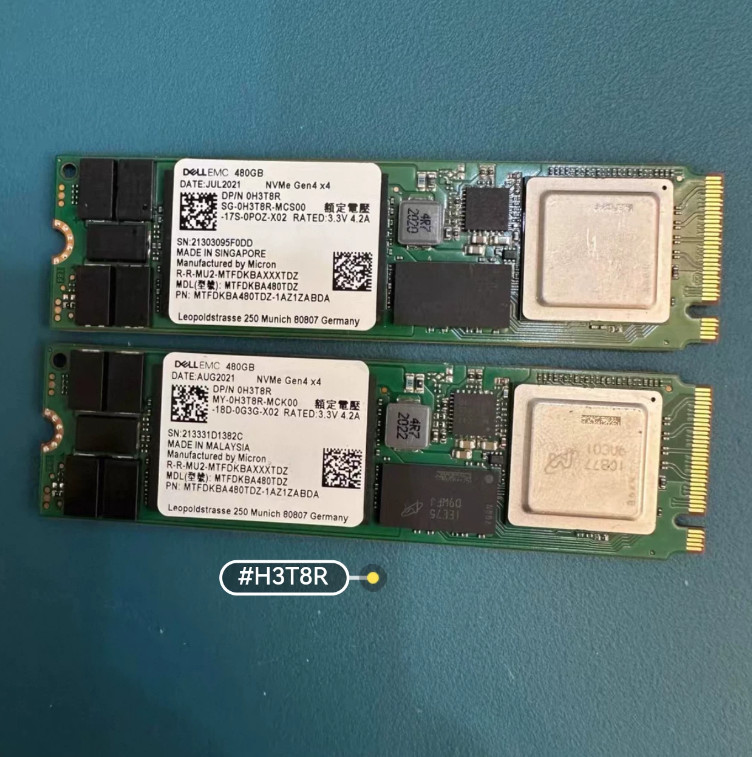 used 1pcs DELL EMC 480GB M.2 NVME MTFDKBA480TDZ 7400PRO 0H3T8R H3T8R