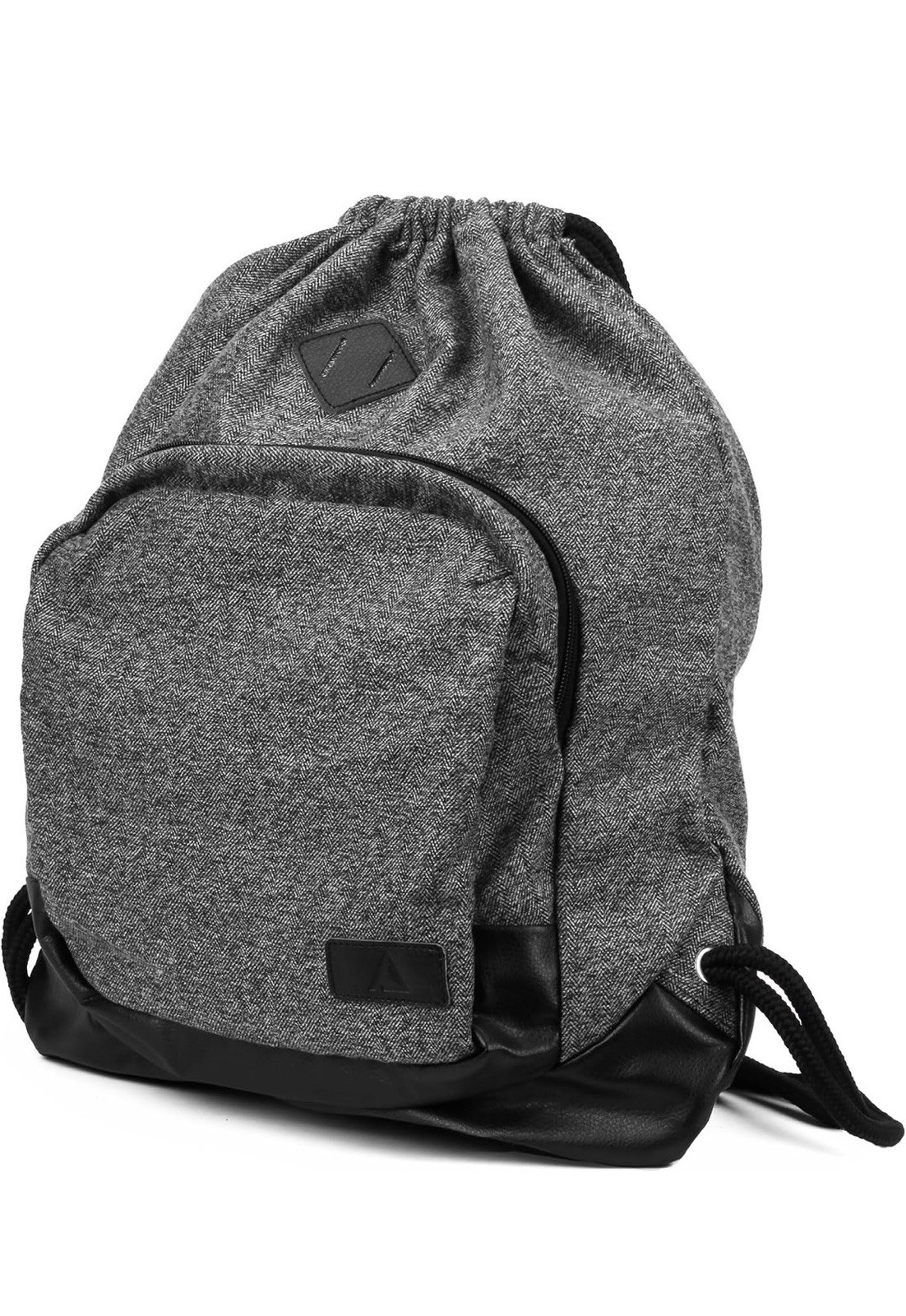 Artifact 15in Laptop Backpack Felted Wool Vegan Leather Herringbone Gray New