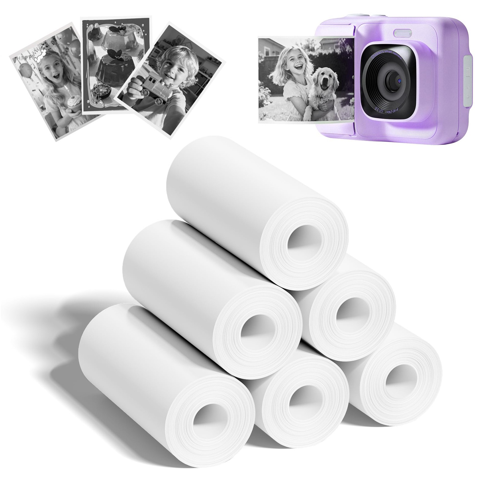 6 Rolls Kids Instant Print Camera Thermal Paper Fits Funshot 20 2.2x26 Ft