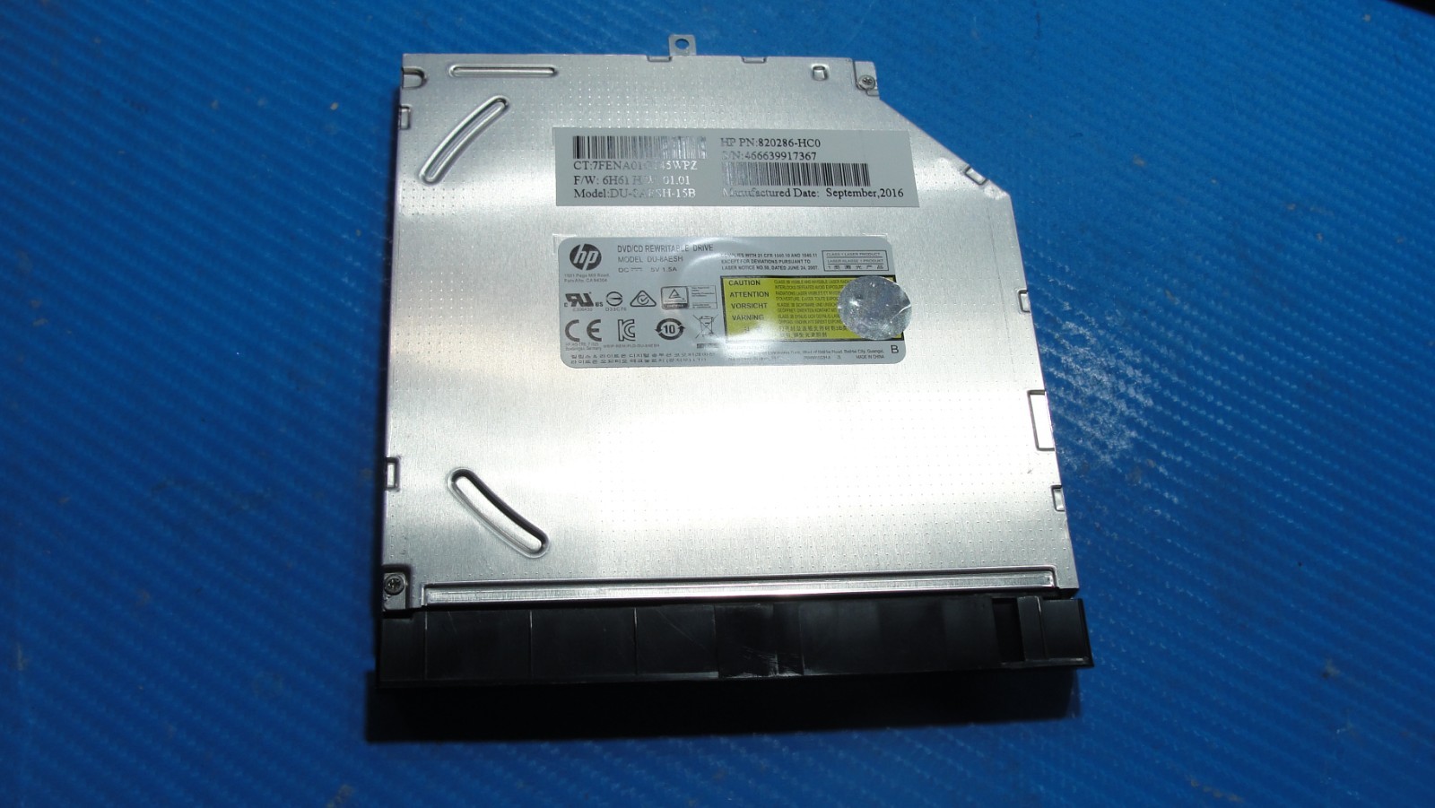 HP 15.6” 15-ay198nr Genuine DVD/CD Rewritable Drive DU-8AESH-15B 820286-HC0