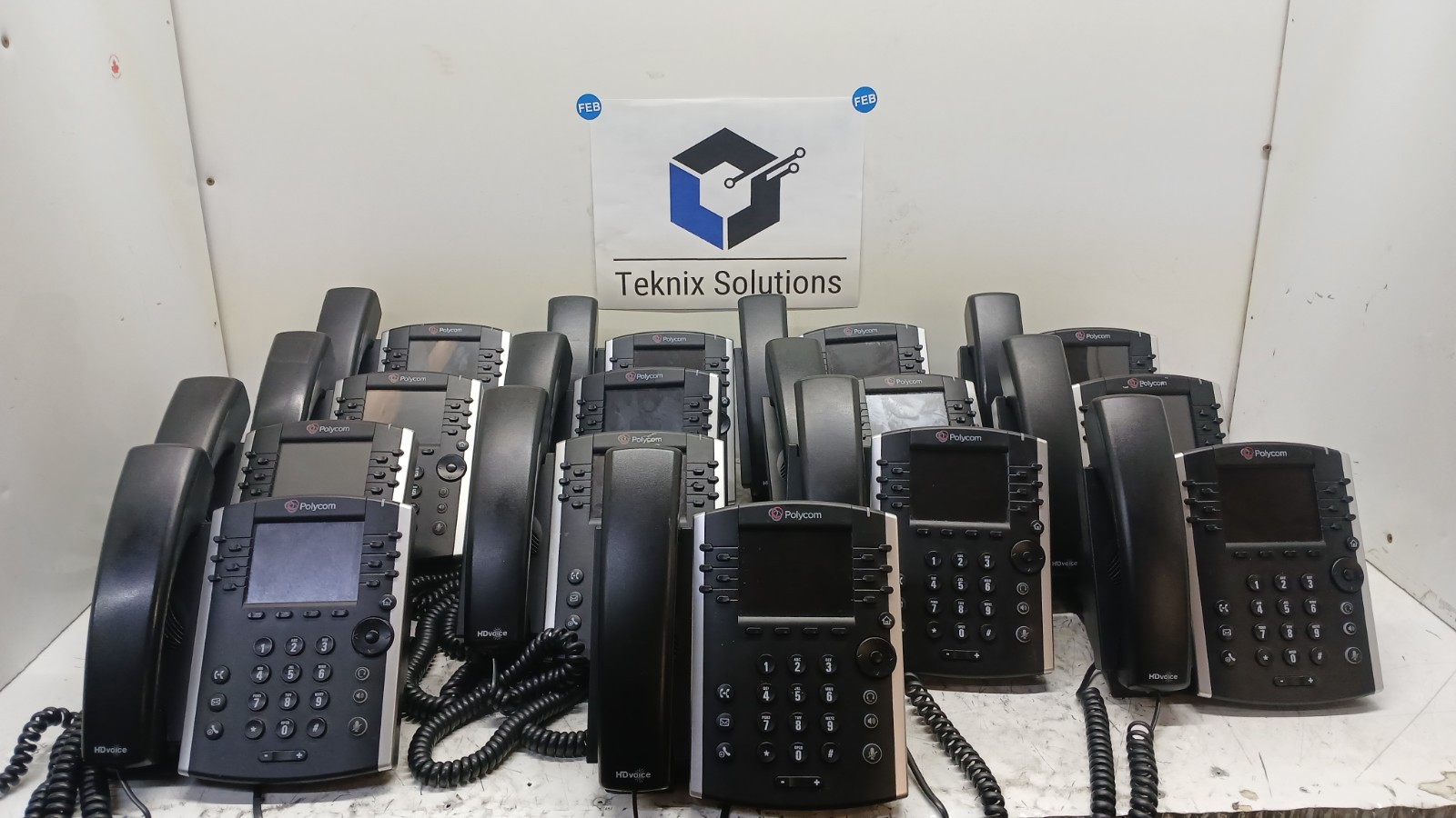 Lot of 14 Polycom VVX 400 12-Line Business IP Phones *WORKING* *RESET* *READ*