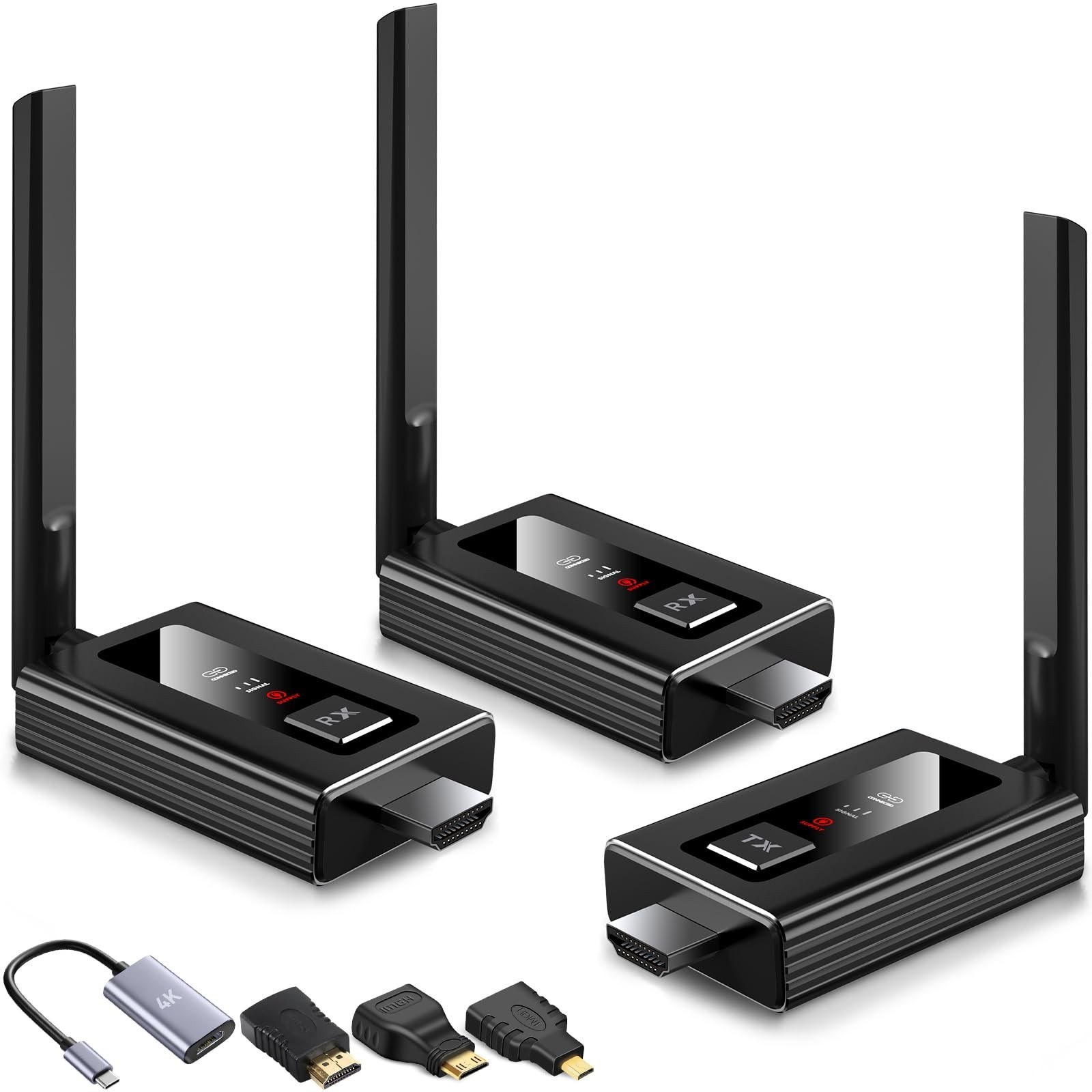 Wireless HDMI Splitter Transmitter & 2 Receivers Upgrade Kit 165ft 2.4/5.8G
