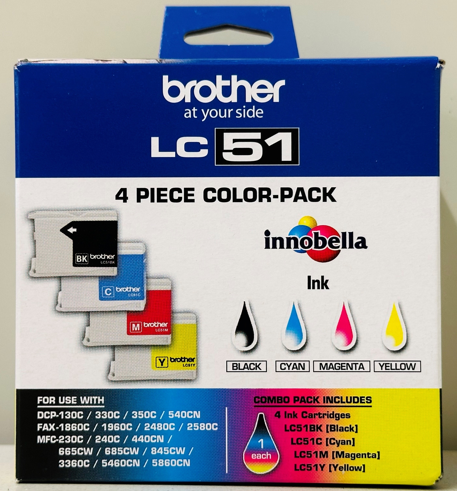 New Genuine Brother LC51 Black Color 4PK Ink Cartridges DCP-130C, DCP-330C