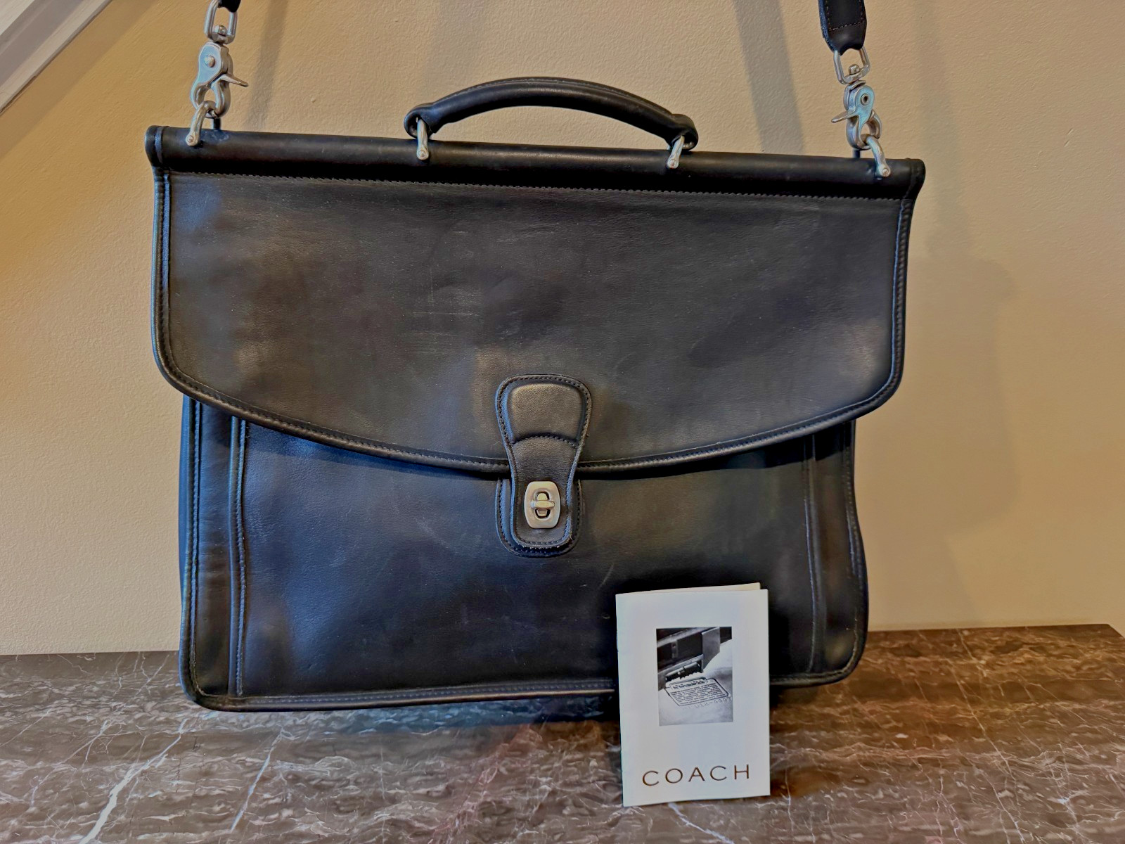 COACH Vintage Beekman Briefcase Black Leather Nickel Laptop Bag 5266 Preowned