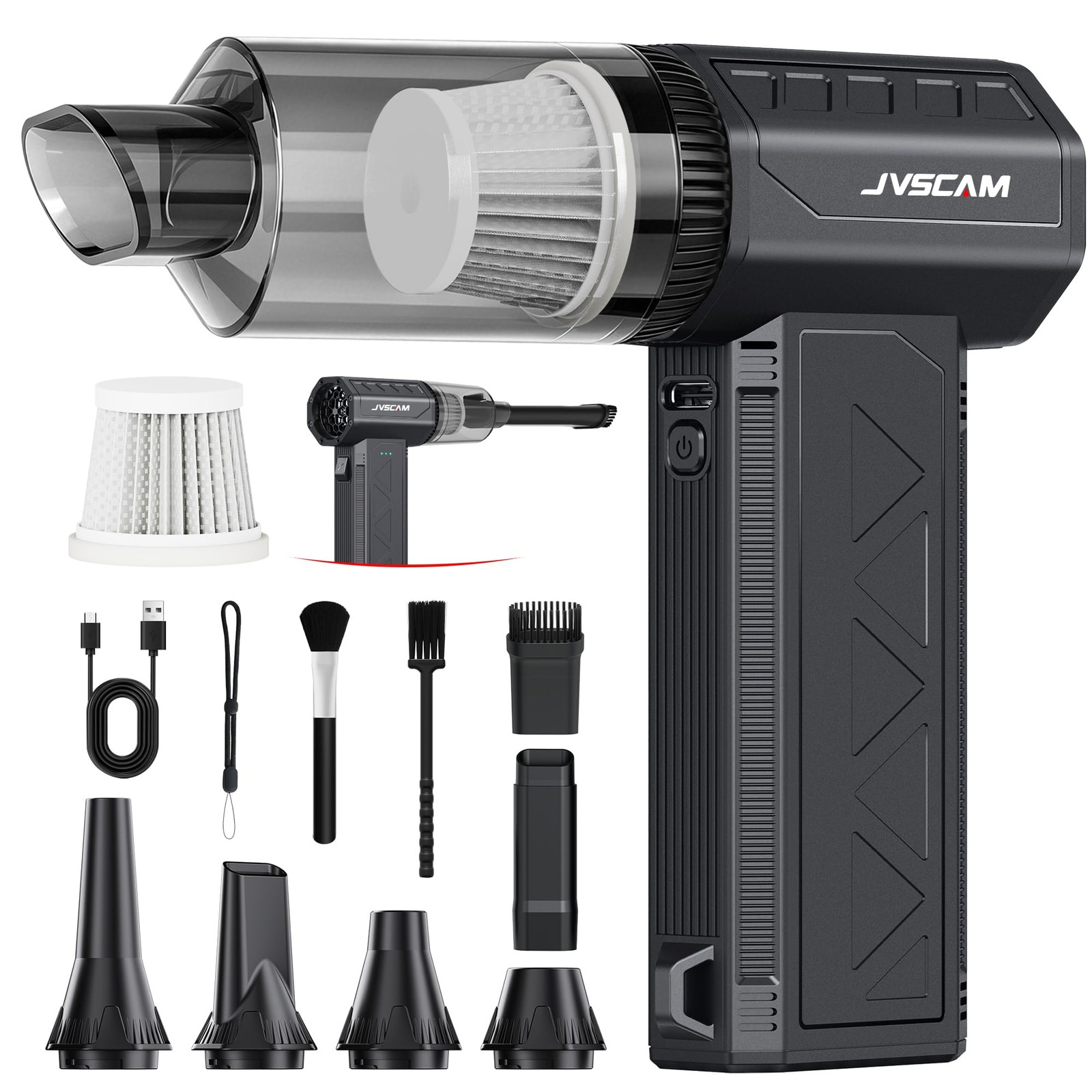 New JVSCAM Compressed Air Duster,150000RPM Electric Duster, Vacuum Cleaner & Bag