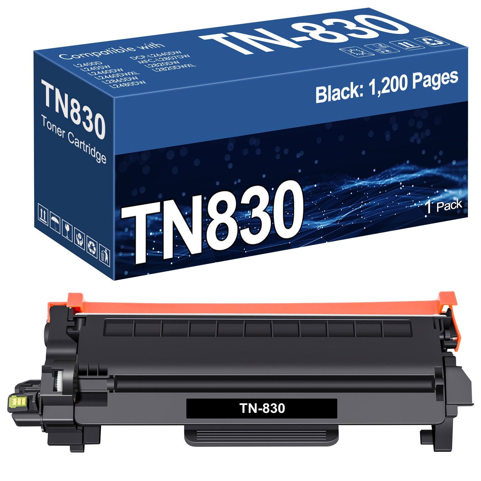 1-4PK TN830 TN830XL High Yield Black Toner Cartridge for Brother DCP-L2640DW