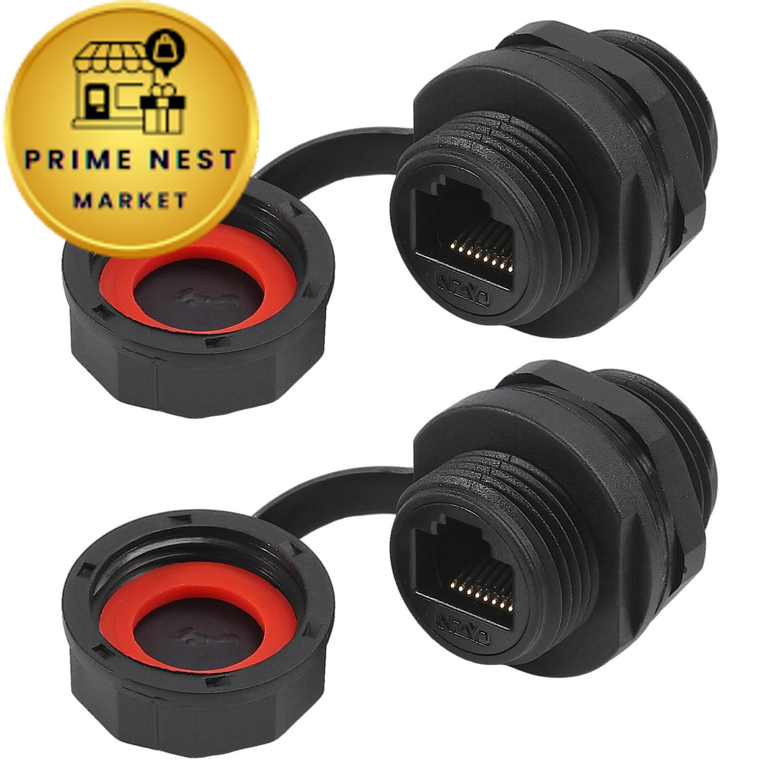 2Pcs RJ45 Shielded Panel Mount Connector CAT6A Socket Small, 2PCS