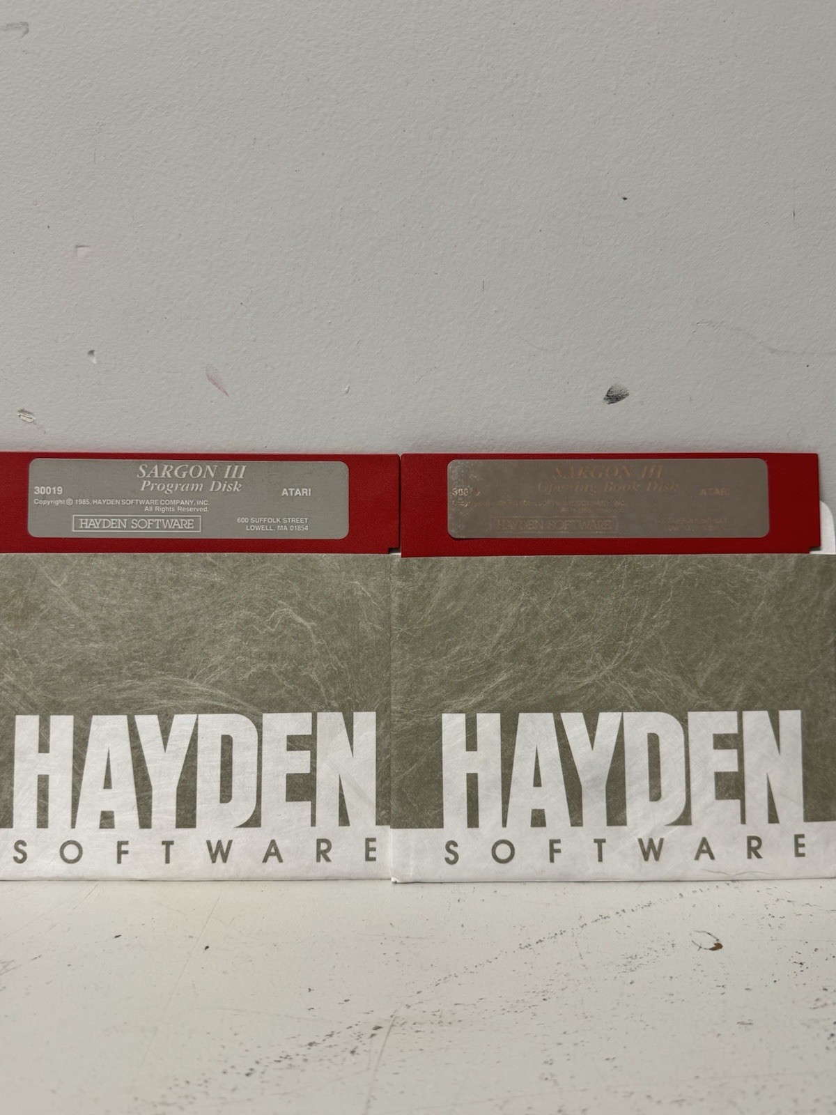Sargon III Atari 5.25” Floppy Complete 3 Disk Set Hayden Software 1985 Chess