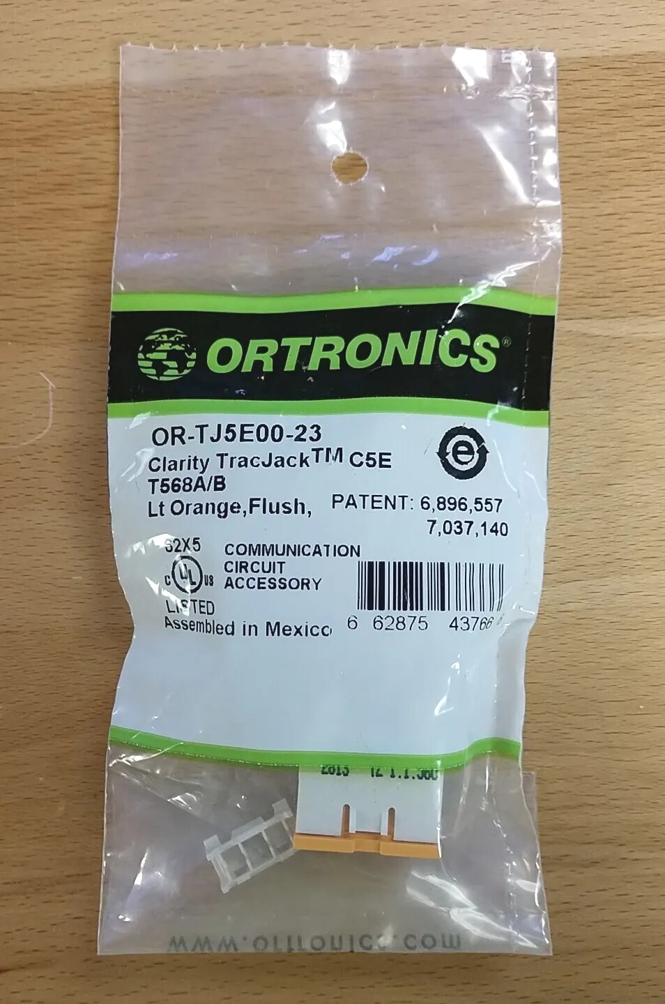 Ortronics OR-TJ5E00-23 Cat5e Clarity TracJack, Light Orange