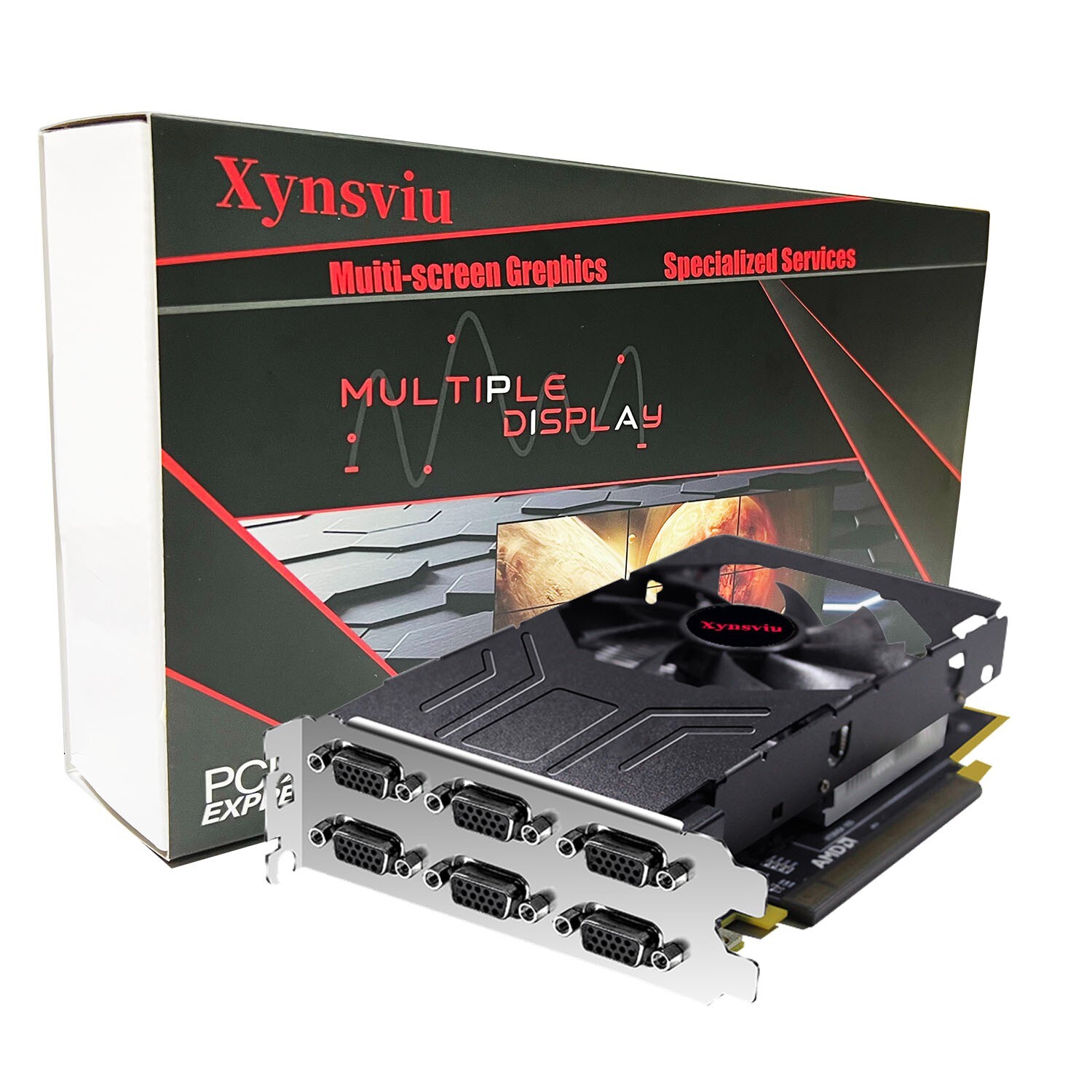 Xynsviu  Radeon R7 350 4G Graphics Card, GPU Support VGA x6 Monitor Output