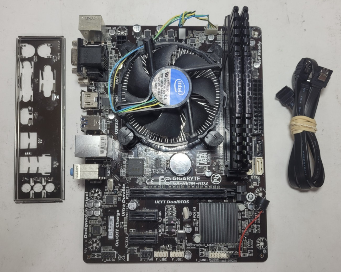 Gigabyte GA-H81M-HD2 Core i3-4130, 8GB RAM, IO Shield & 2x SATA Cables #1028