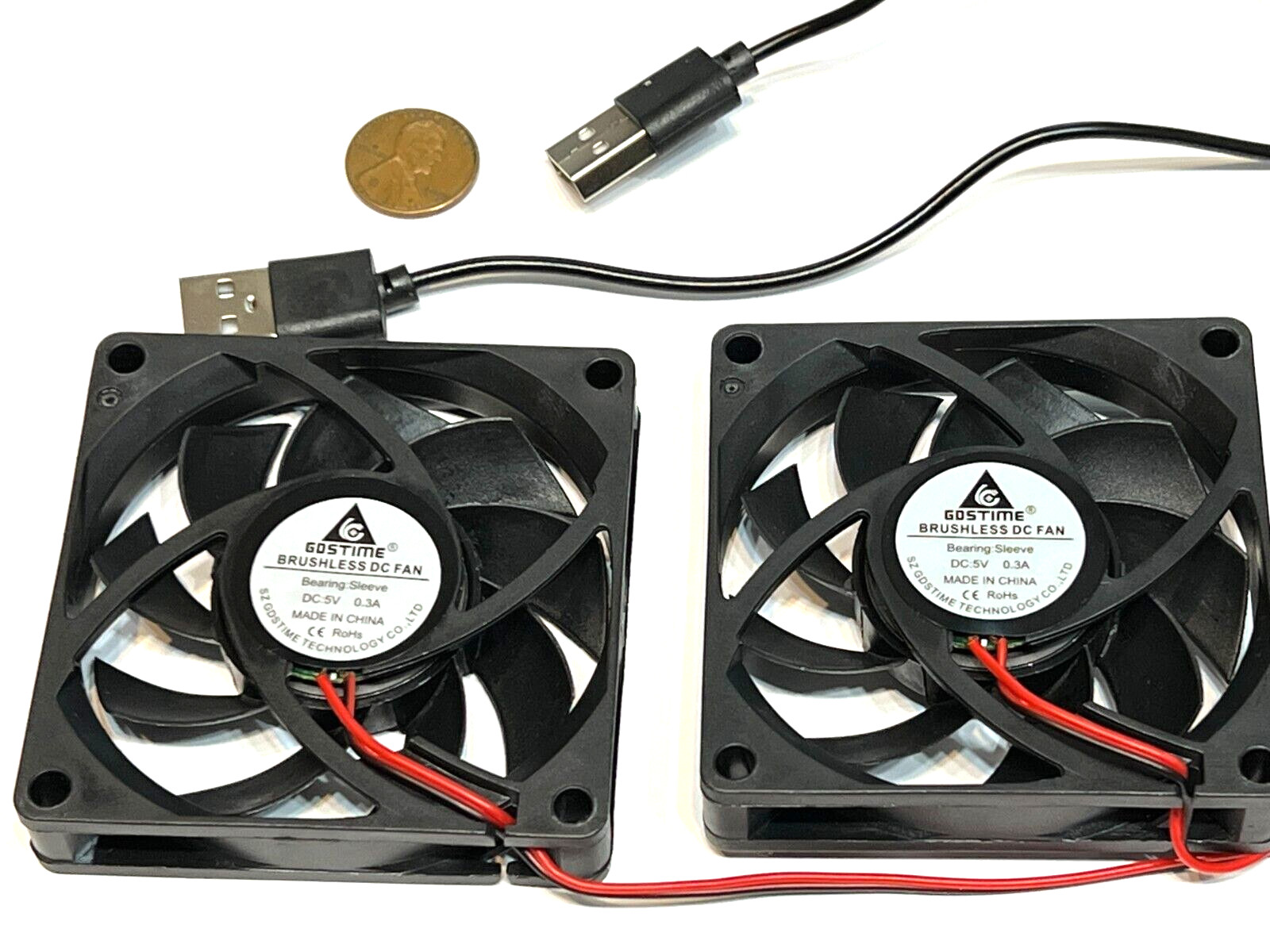 2 Pieces USB Connector Fan 5v 70mm x 15mm 2pin 7015 extruder fan cpu blower G28
