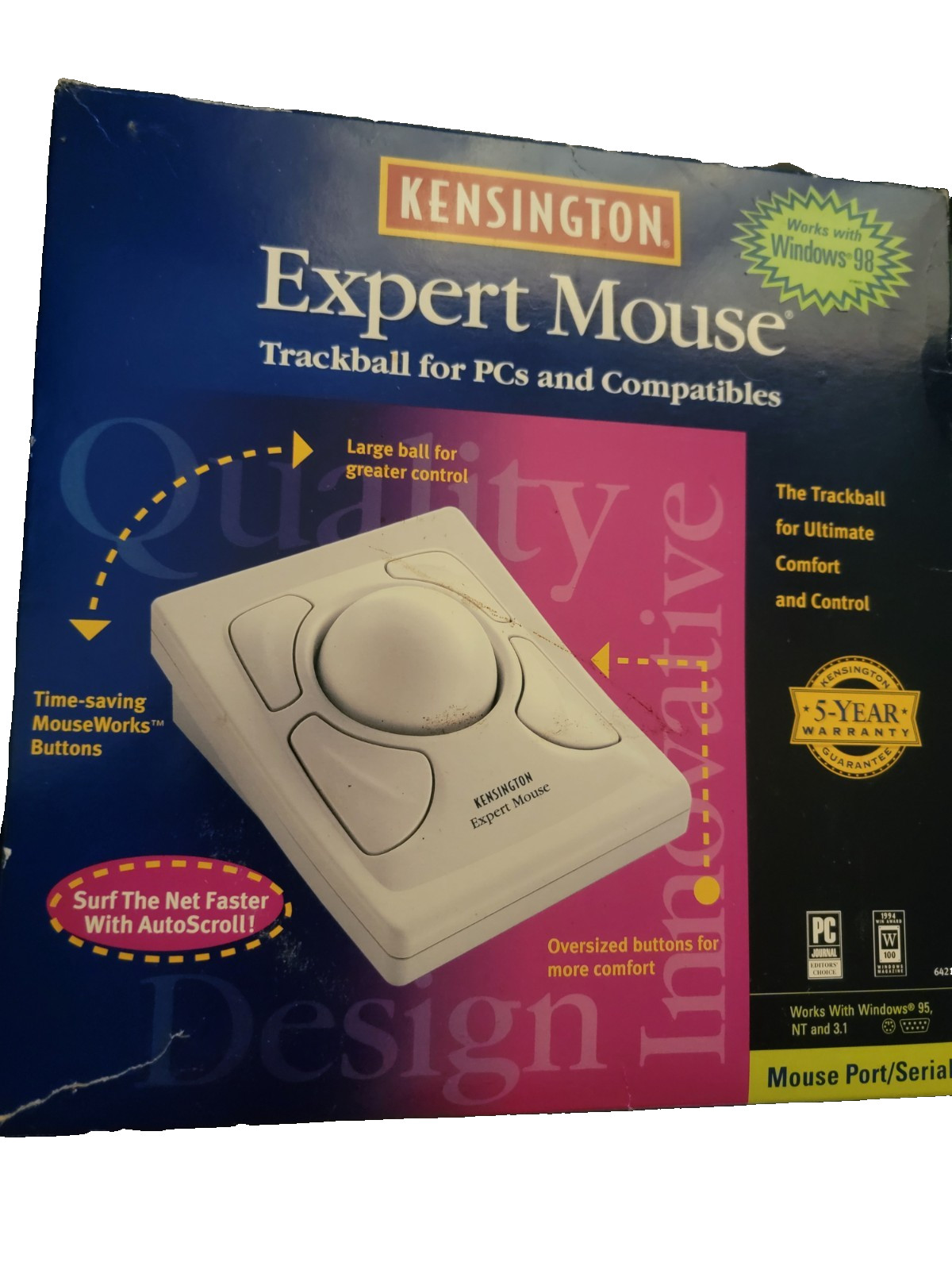 Kensington Expert Mouse Model 64215), a classic serial/PS/2