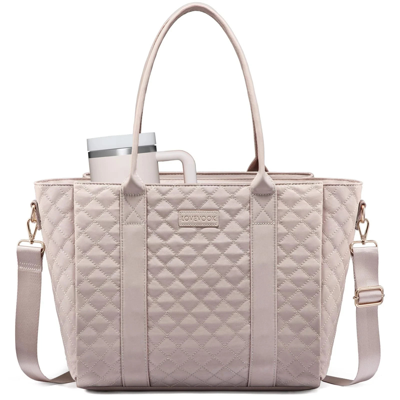 Teacher Tote Bag for Women, Quilted Work Tote Nurse Laptop Bag, Large Compute...