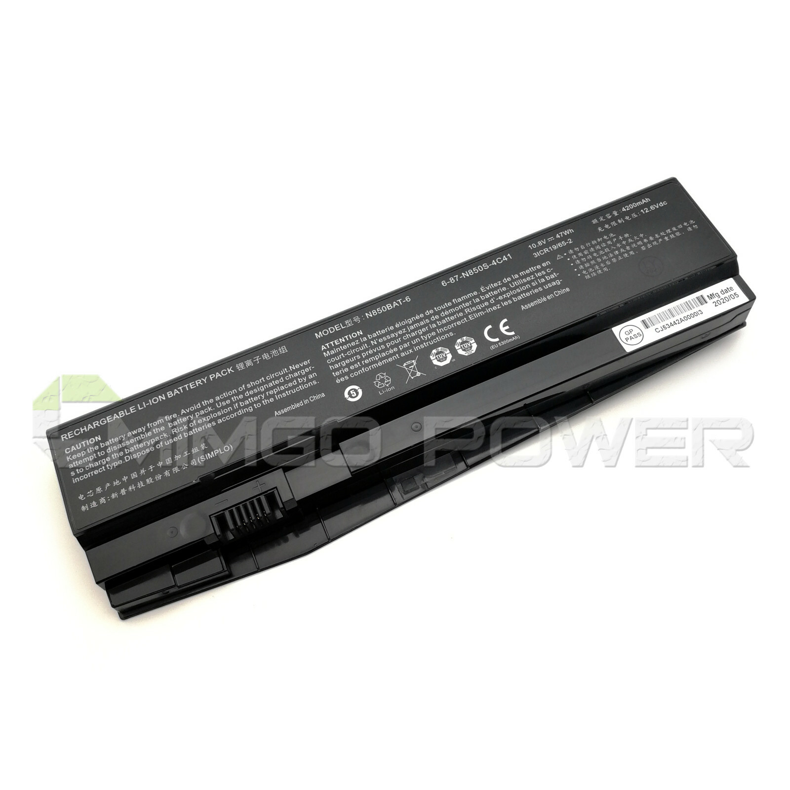 New Genuine N850BAT-6 47Wh Battery for Clevo N850HC N850HJ N850HJ1 N850HK1 OEM