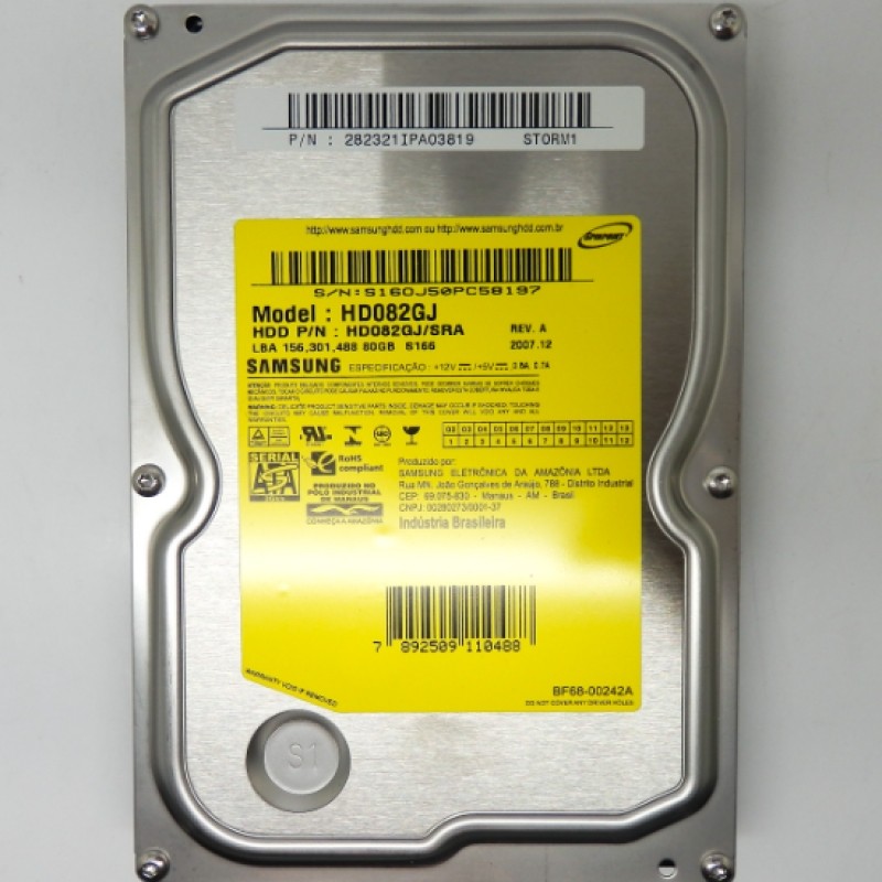 Samsung 80GB 7200RPM SATA Desktop Hard Drive 282321IPA03819 HD082GJ