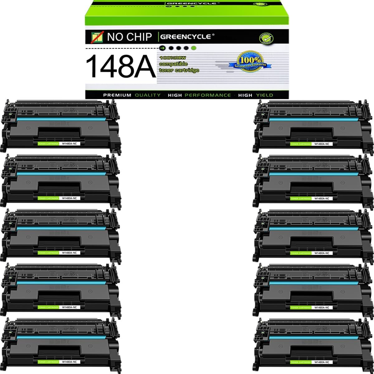 10*No Chip W1480A Toner Fits for HP148A LaserJet Pro 4001n 4001dn MFP 4101fdw