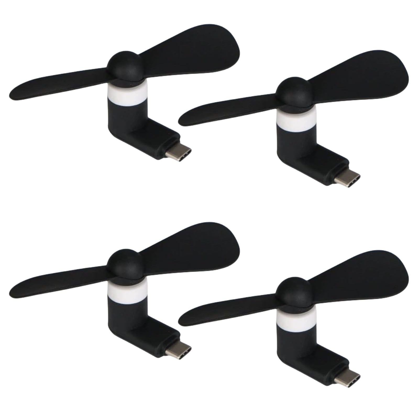 Phone Fan USB C, 4 Pack Mini Portable Cell for Mini, Black