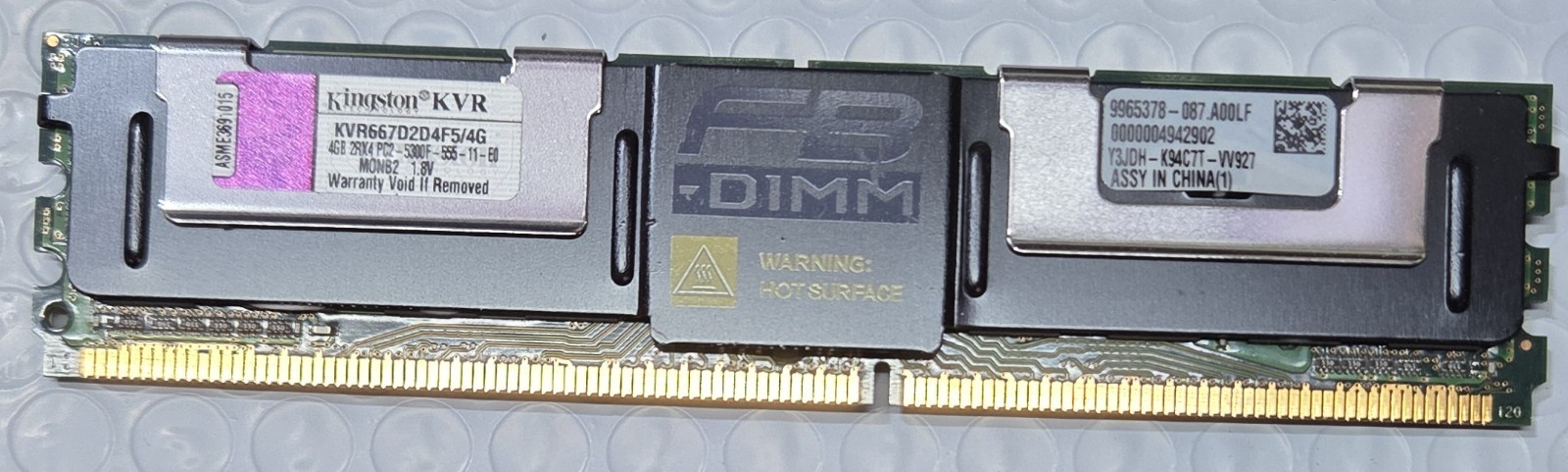 KINGSTON 4GB 2RX4 PC2-5300F-555-11-E0 KVR667D2D4FS/4G (16GB=4X4GB) LOT OF 4
