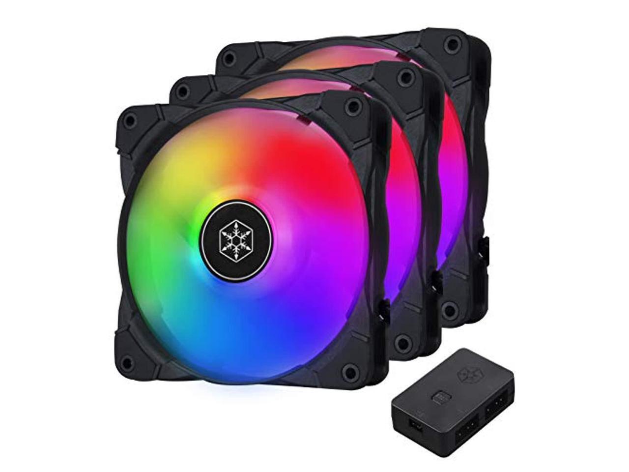 silverstone technology 3-pack of air blazer 120mm argb fans with argb controller