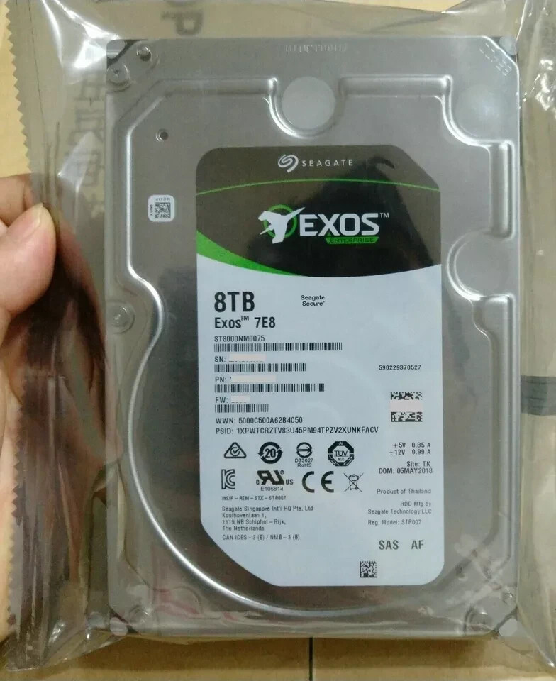 ST8000NM0075 8TB SAS Seagate Exos 1RM212 7E8 7.2K 12Gb/s 3.5" Hard Drive