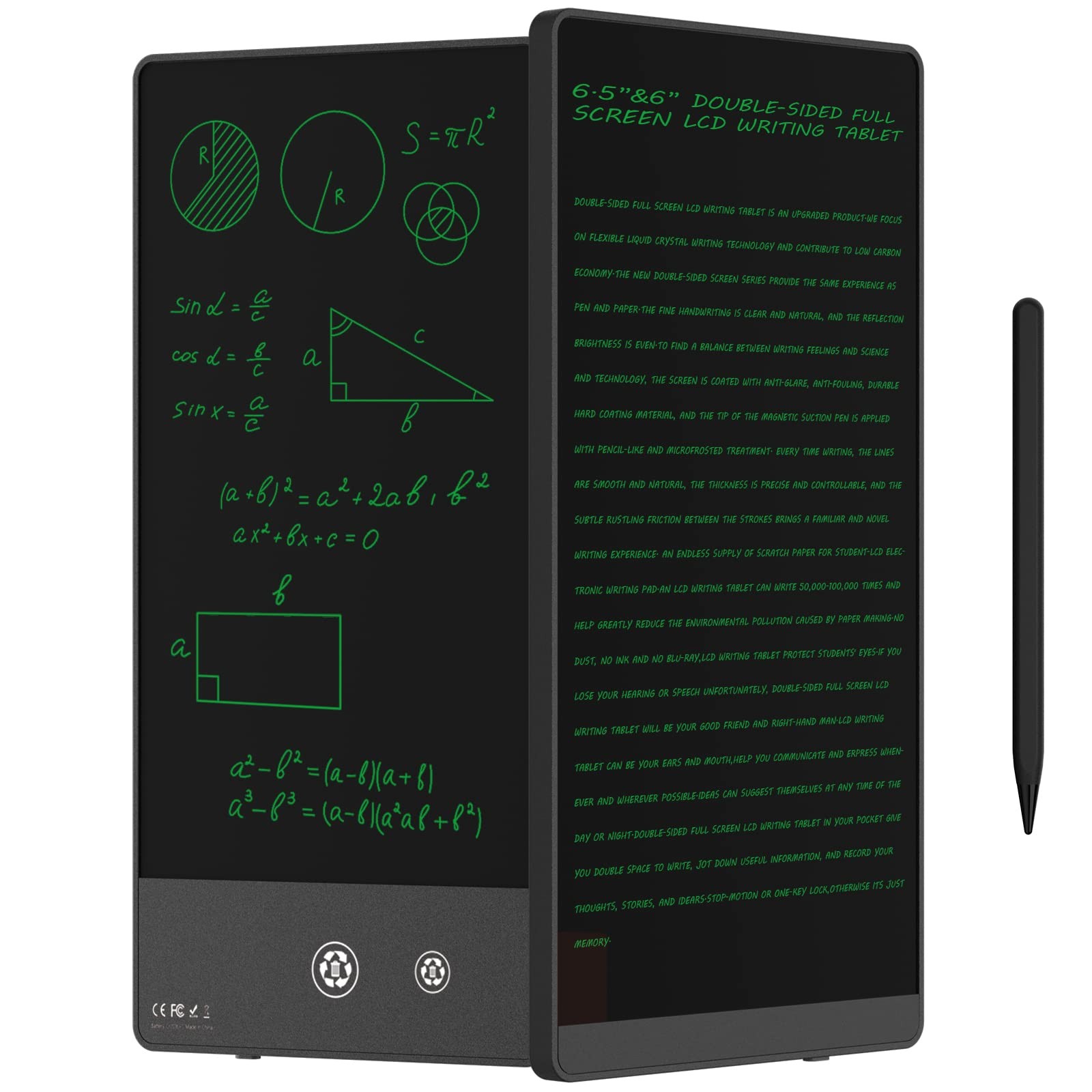 LCD Writing for Adults-6.5″&6″ LCD Writing ,Double-Sided Full Screen Electron...