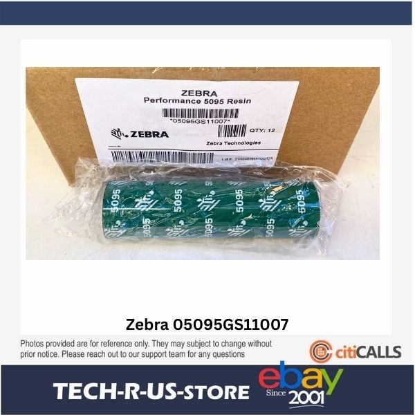 Zebra 05095GS11007 12 Rolls Resin Ribbon 4.33"x242' 5095 Hi-Perf 0.5" 12mm Core