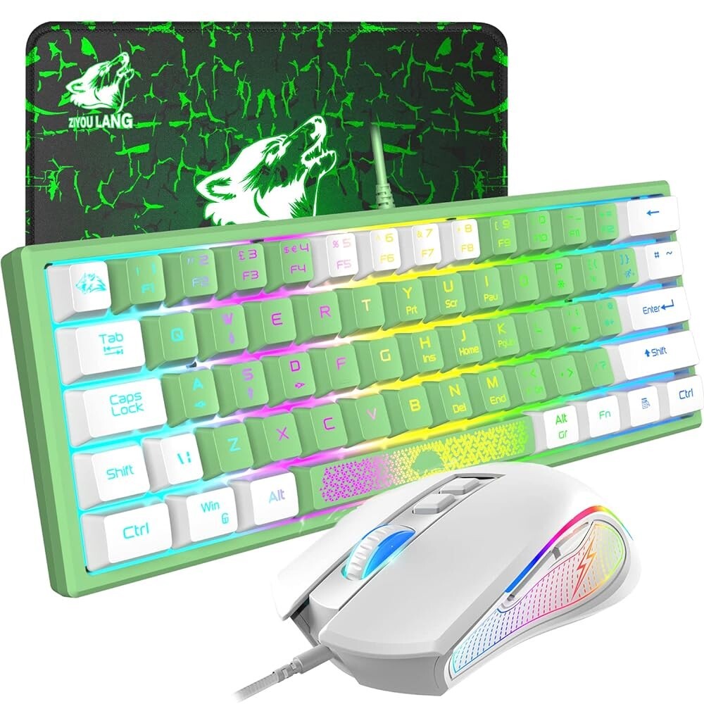 ATTACK SHARK x ZIYOU LAN K61 Membrane Wired Backlit Gaming Keyboard and Mouse