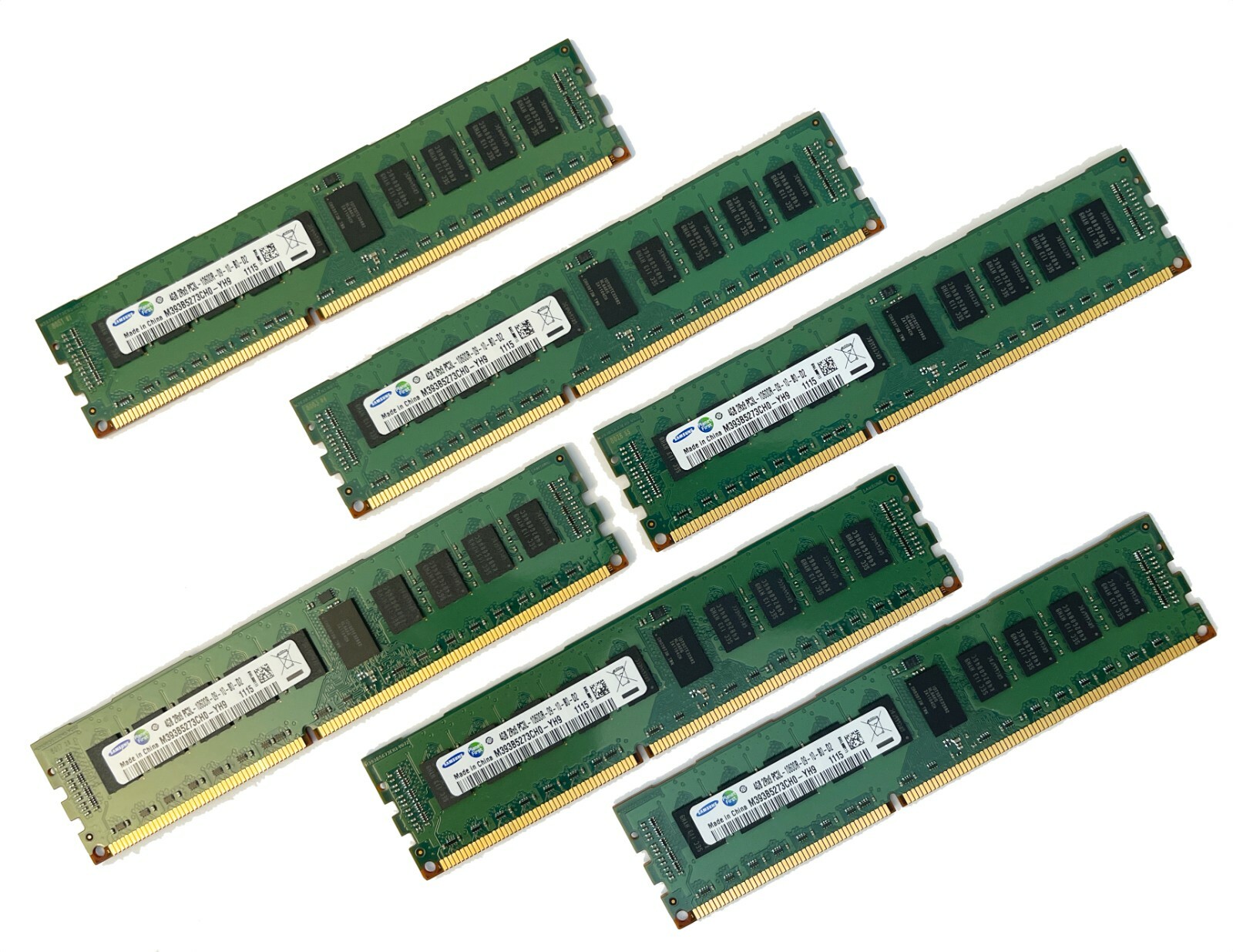 LOT OF 6: 4GB Samsung M393B5273CH0-YH9 4GB PC3L-10600R DDR3 DIMM Server Memory 