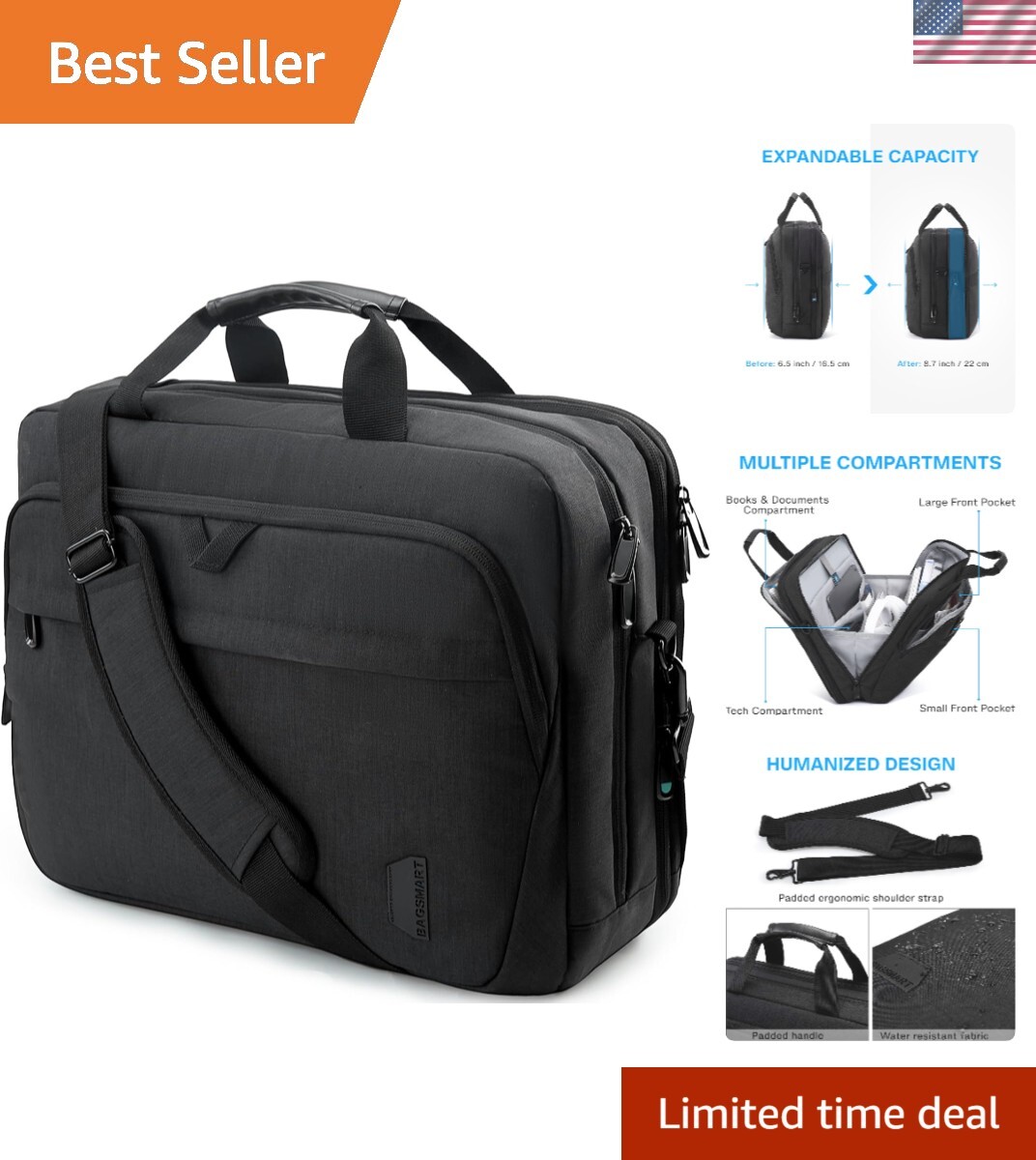 Lightweight 17.3-Inch Laptop Carrier - Anti-Theft Organizer for Business Travel