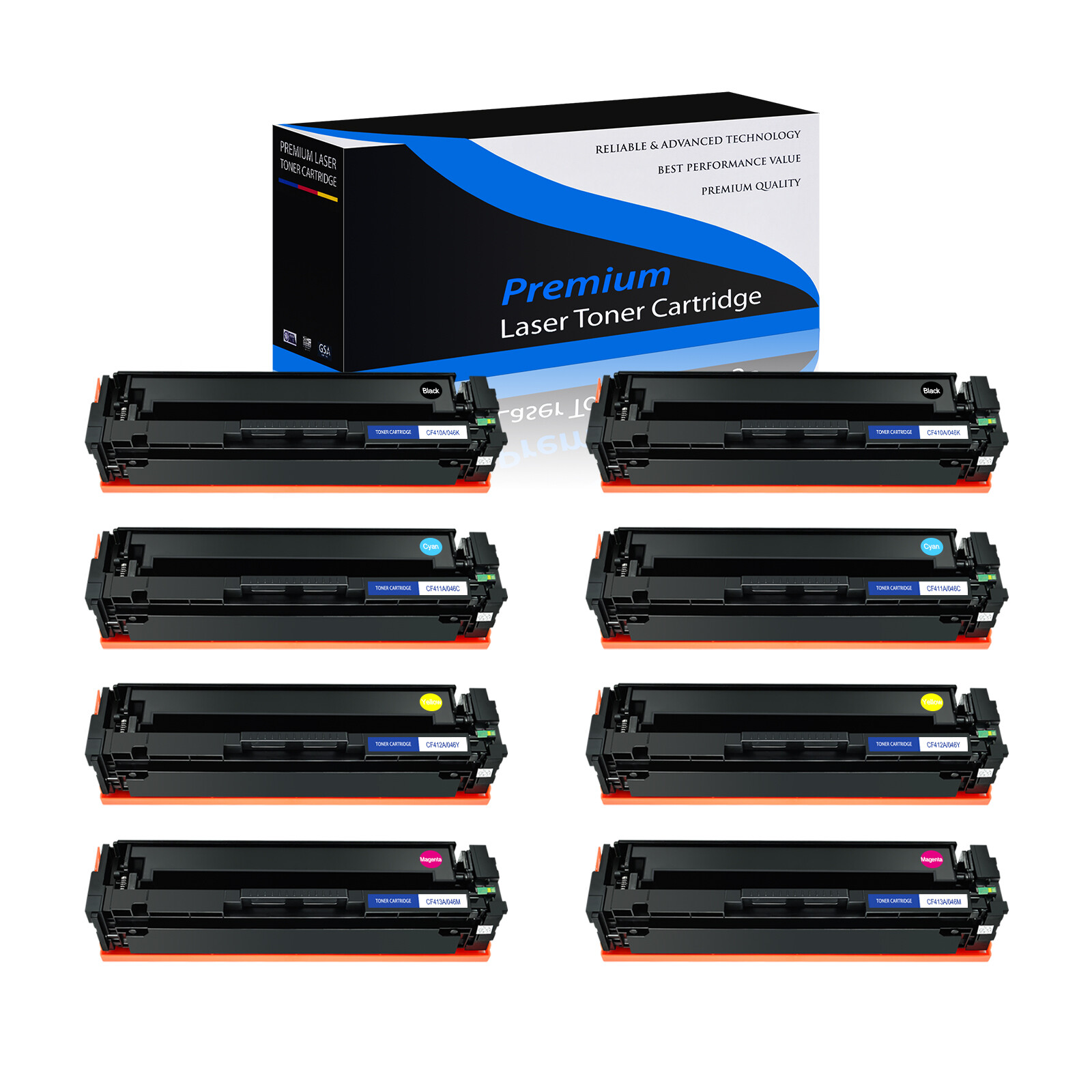 8PK CF410A CF411A CF412A CF413A Toner Set for HP Color LaserJet Pro M452dn M452