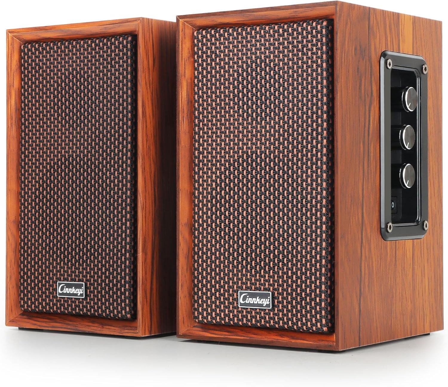 40W Computer Speakers,2.0 AC Powered Wooden PC Speakers with Strong Bass,7.28" X