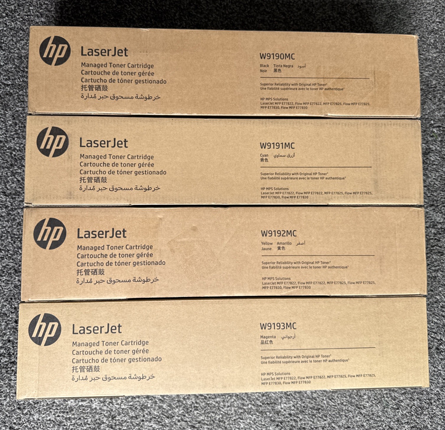 HP W9190MC W9191MC W9192MC W9193MC Toner  LaserJet Managed MFP E77822d Set