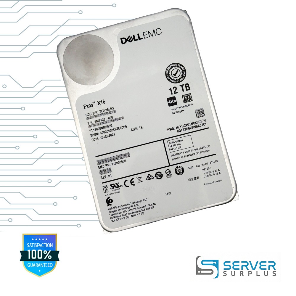 EMC Exos X16 12TB SATA 6Gb/s 4Kn 3.5 in Enterprise HDD | 118000936