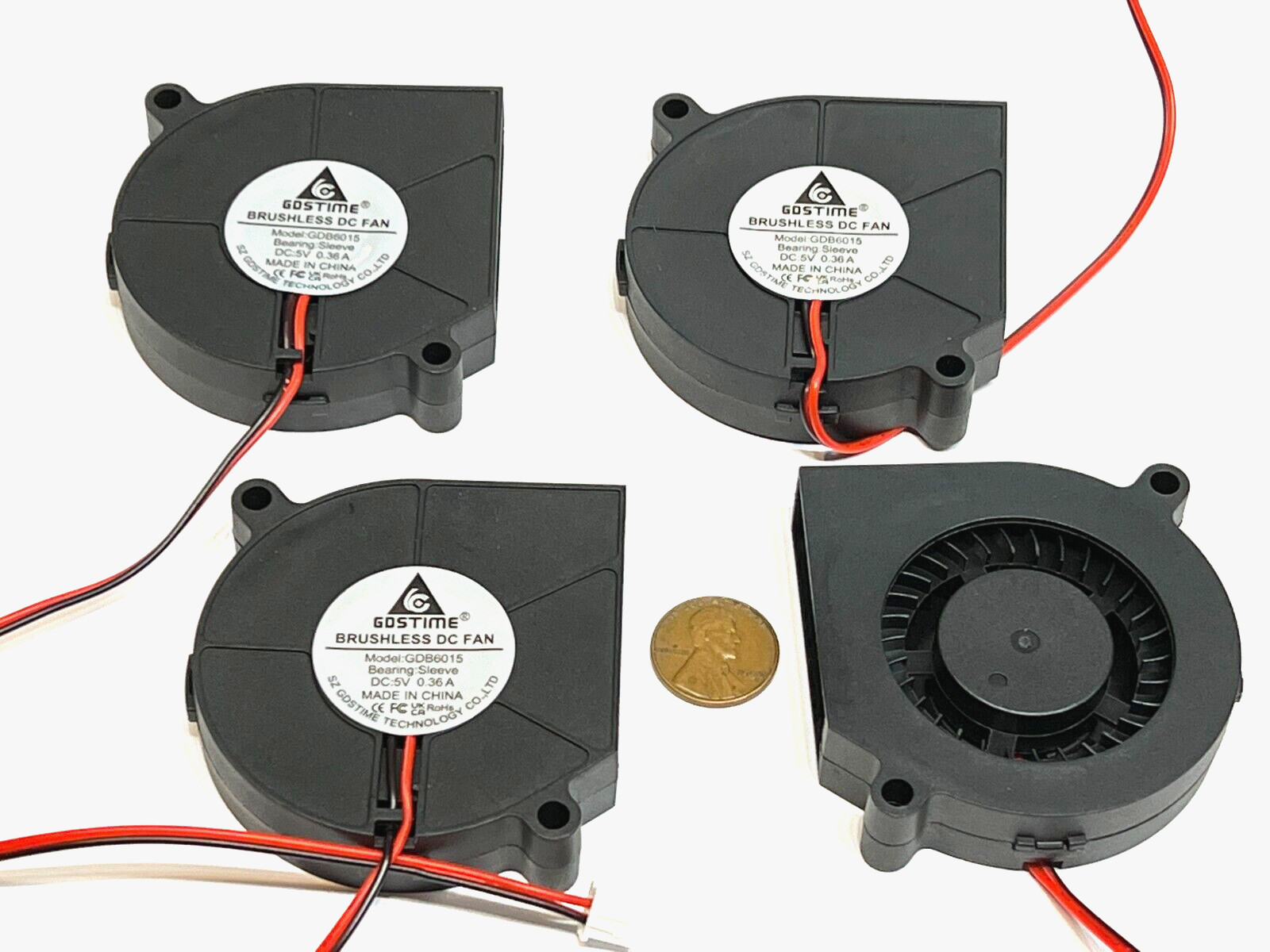 4 x 60mm 6015 60x60x15mm 5V 2pin 2wire Brushless DC Cooling Blower Fan quiet C28