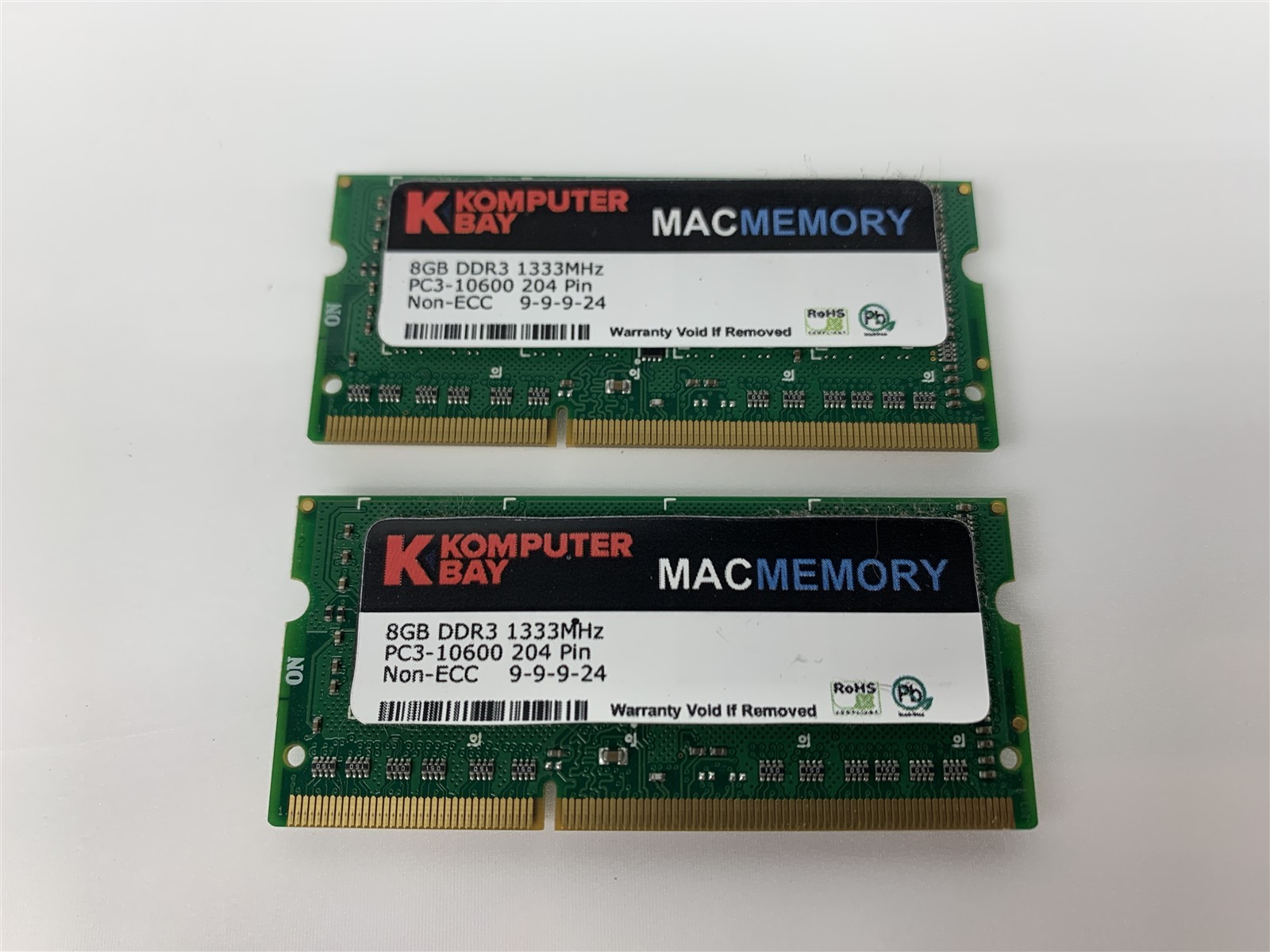 Lot of 2 - Komputer Bay 8GB PC3-10600 DDR3 Desktop RAM