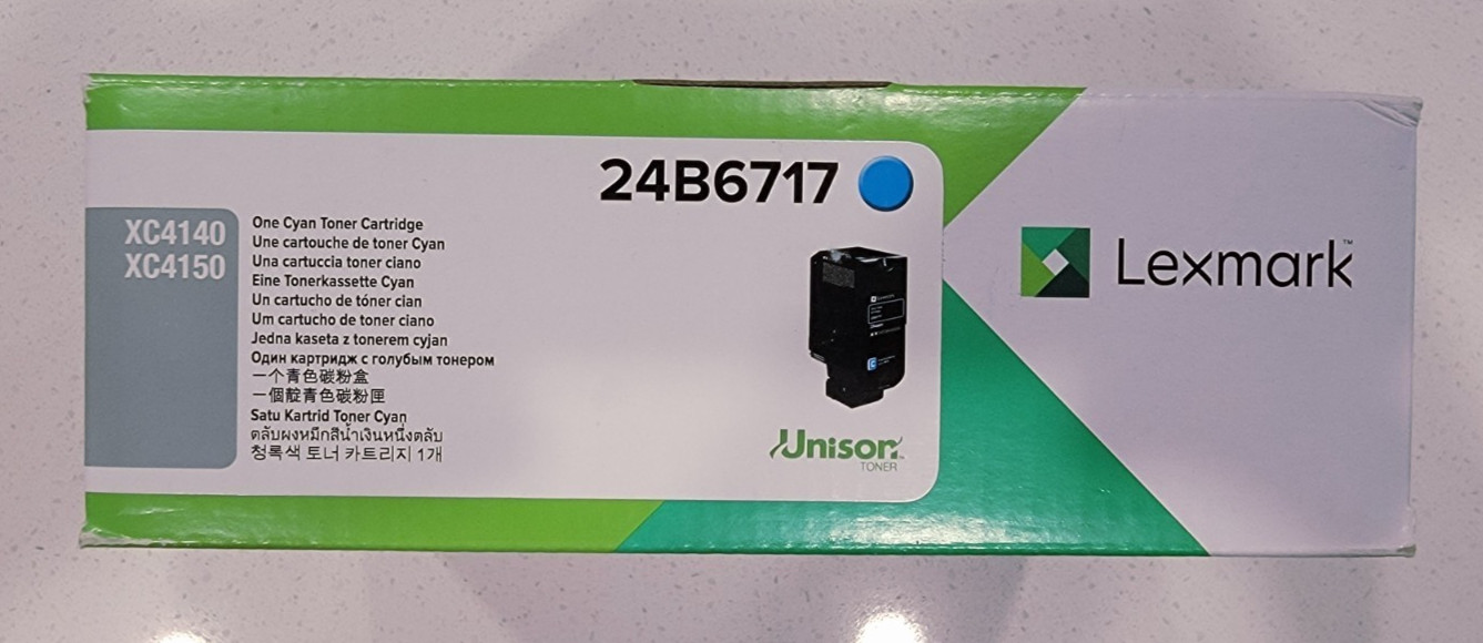 Lexmark 24B6717 Cyan Toner Cartridge New in Box XC4140 XC4143 XC4150 XC4153