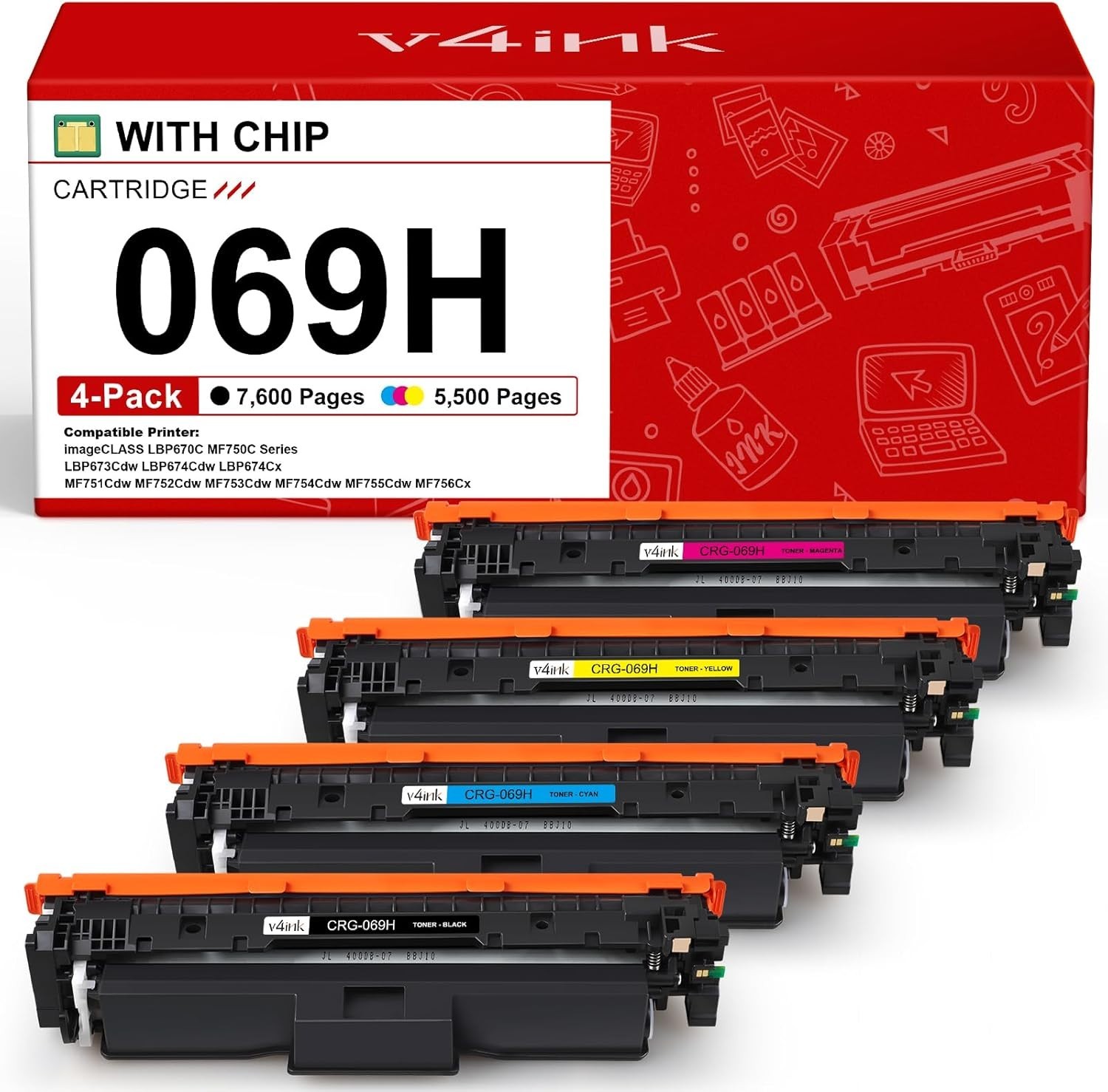  Toner Cartridges High Capacity Compatible Replacement for Canon 069H 069 Works 