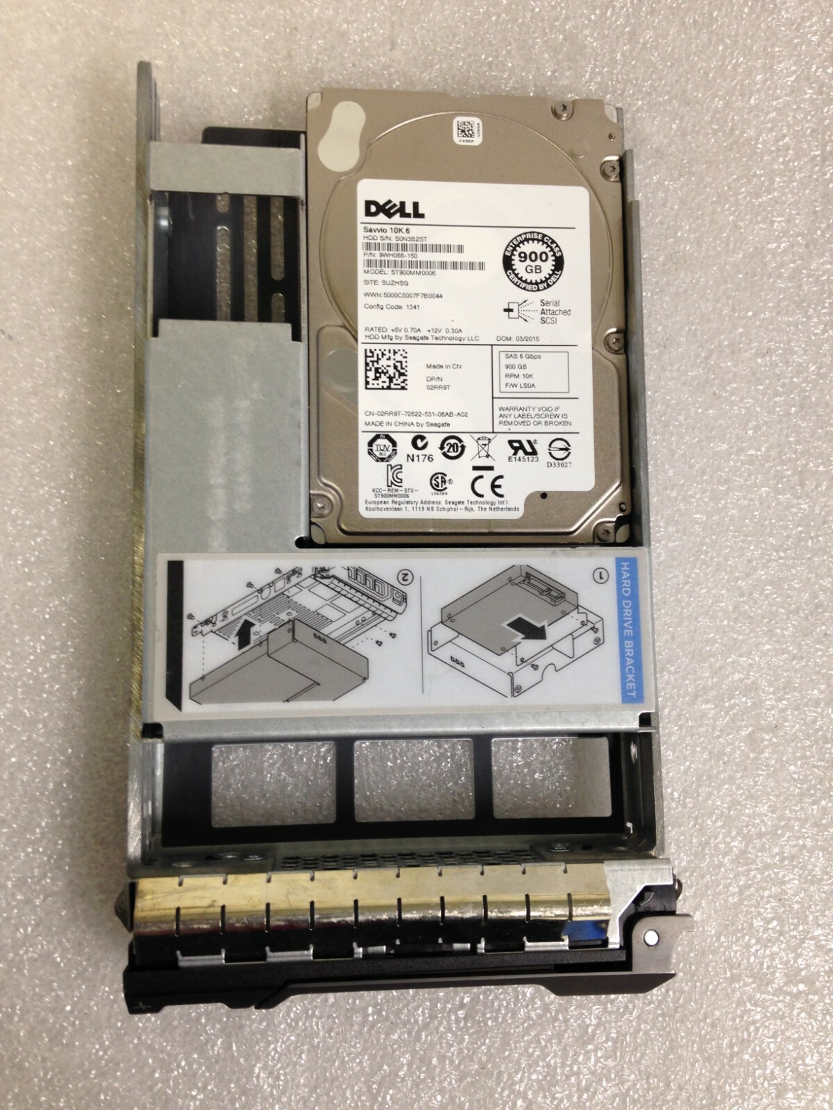 Dell ST900MM0006 9WH066-150 02RR9T 900GB 2.5''SAS W/0F238F Tray Used Tested