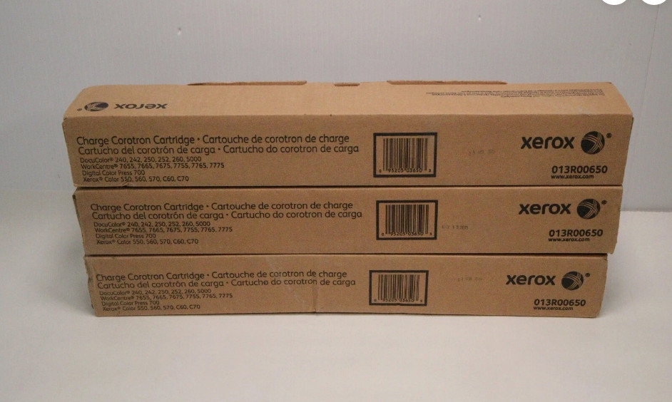 Lot of 3 Xerox Black 013R00650 Charge Corotron Cartridge New
