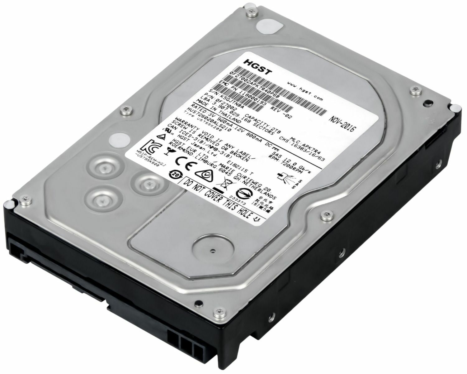 HD DRIVE HGST ULTRASTAR 7K6000 HUS726020ALS210 2TB 7200RPM 128MB SAS-3 3.5''