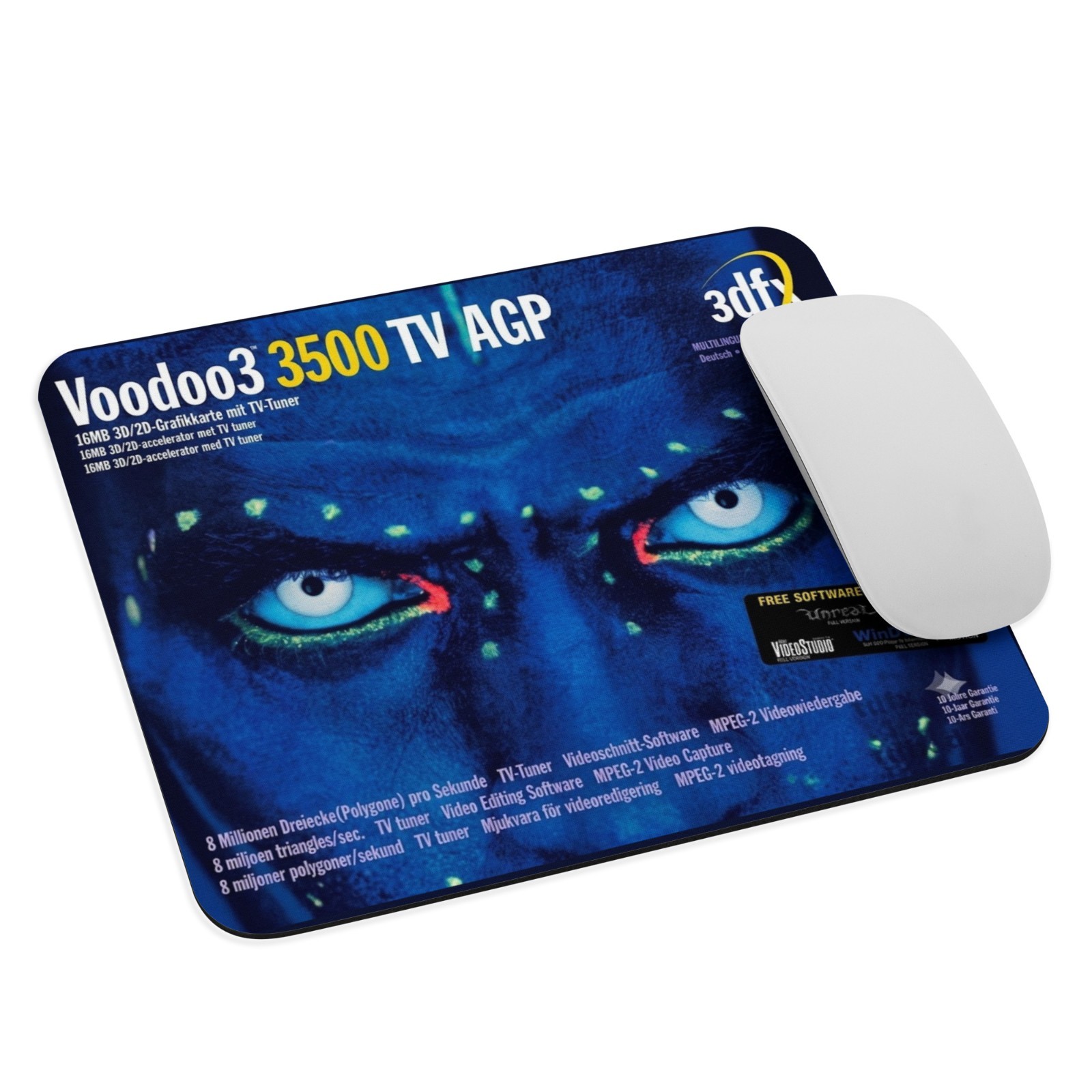 3dfx Voodoo3 3500 AGP Box Art Mouse Pad (9.5" x 7.75") - Retro 90s PC Gaming GPU