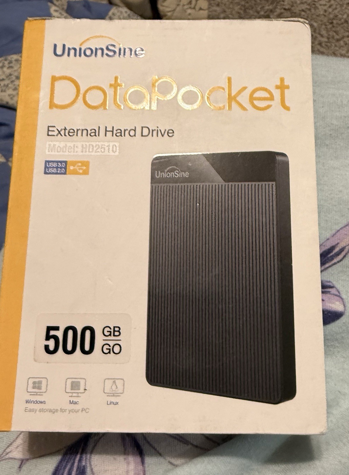 UnionSine, DataPocket, External Hard Drive, HD2510, Blue, 500gb NEW