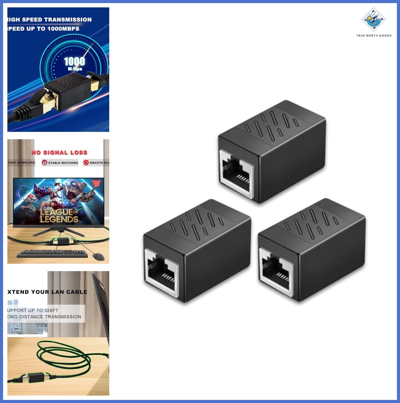 EZYUMM 3 Pack Ethernet Coupler, Premium Gold Plated Ethernet Extender, RJ45 Coup